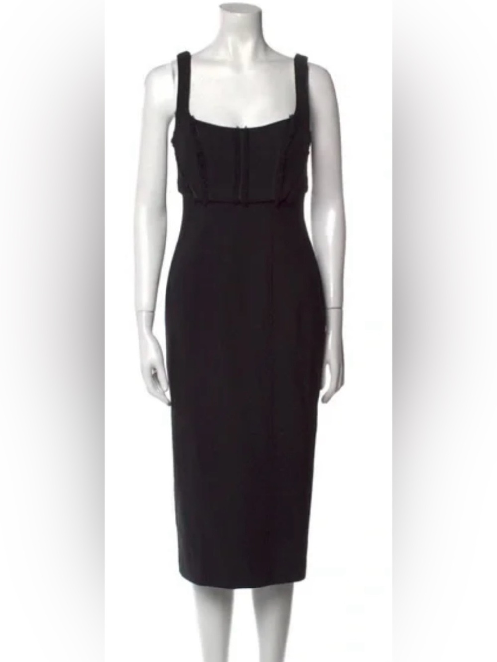cinq a sept Black Midi Sheath Dress with Structured Bodice